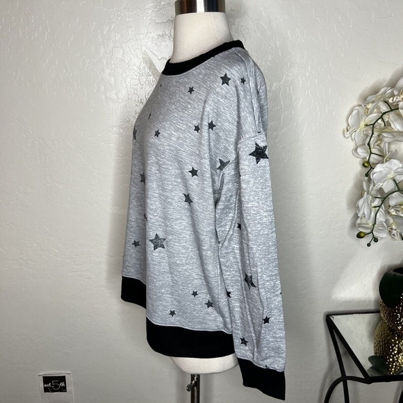Splendid Womens Grey Heather Star Sweatshirt Long Sleeve Size M - Picture 4 of 6